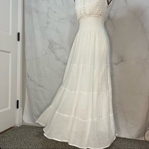 COPY - J Gee white cotton full length prairie dress. Size Small.